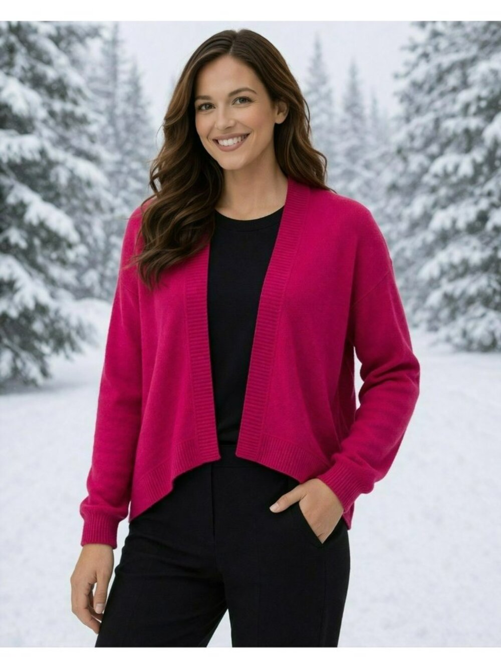 St. John Fuchsia Open-Front Cardigan Sweater Womens XL